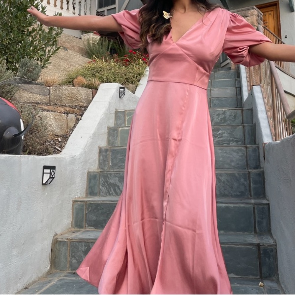 Elegant Pink Satin Dress